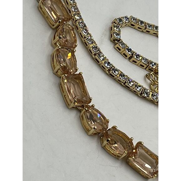 KATE SPADE NEW YORK "Draped Jewels" Blush MultiShaped Clear Rhinestone Necklace - Picture 12 of 16